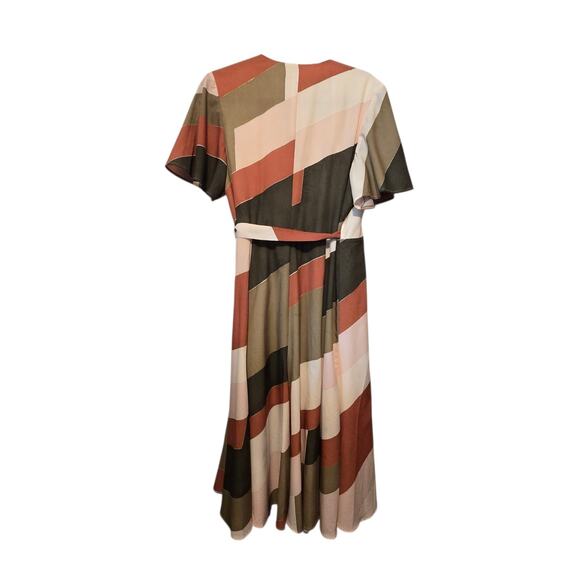 Hutch Anthropologie Abstract Wrap Maxi Dress Womens LG Green Geometric Flowy - Picture 2 of 16